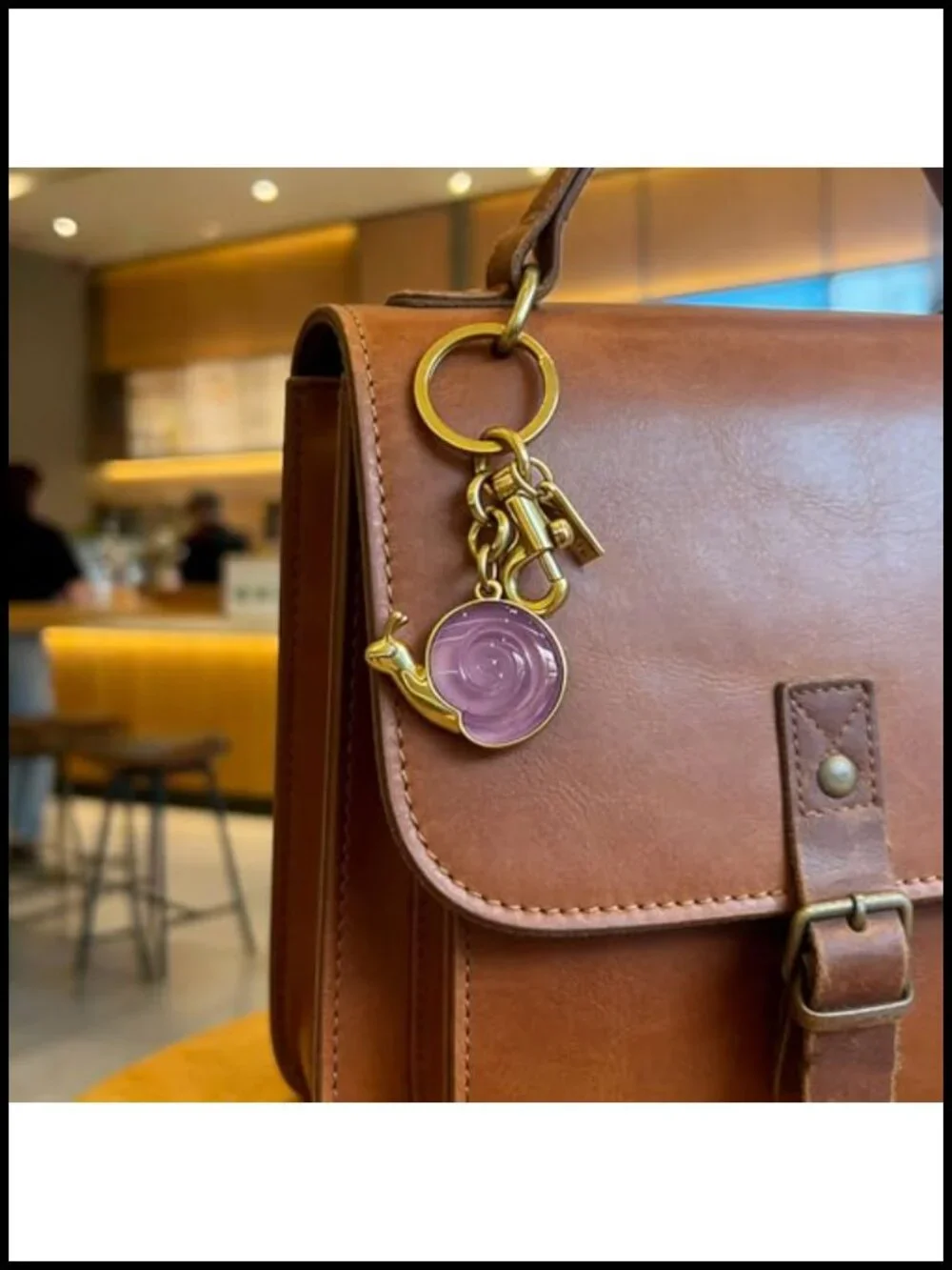 Cute Purse Charm Keychain Resin Metal Snail Bag Accessory
